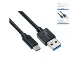 USB 3.1-kabel type C - 3.0 A-plugg, 5 Gbps, 3 A lading, svart, 0,50 m, DINIC-boks